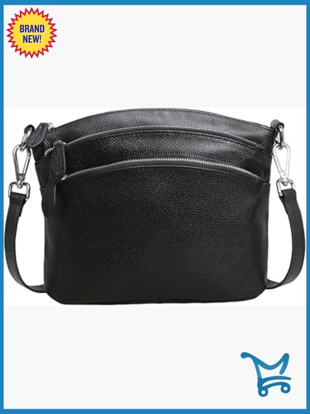 Genuine Leather Crossbody Bag with Multiple Pockets Adjustable Strap